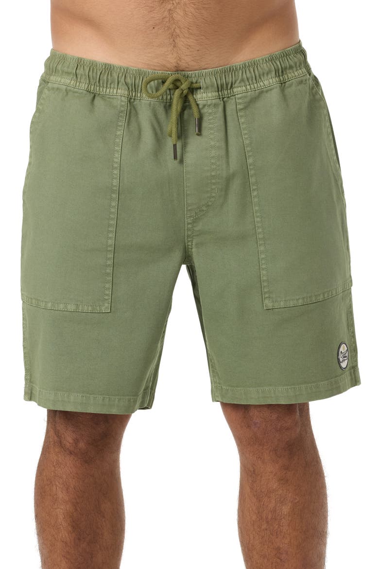 Ronan Field Cotton Canvas Drawstring Shorts, Main, color, OIL GREEN