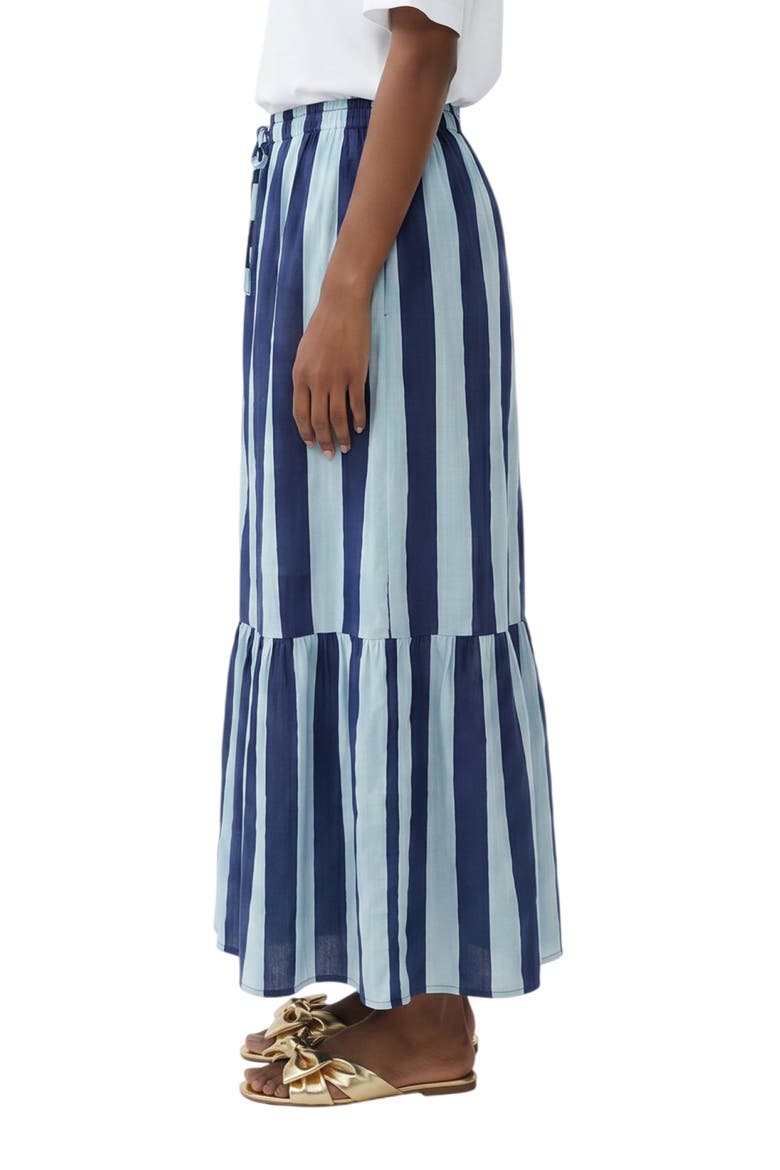 Crustacean Stretch Cotton Maxi Skirt, Alternate, color, HERITAGE STRIPES MAXI BLUE