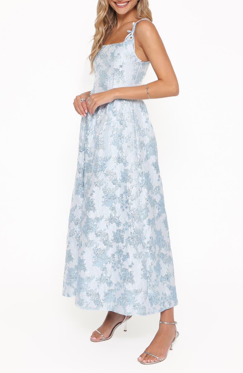 Petal & Pup Marcelline Floral Brocade Cocktail Dress, Alternate, color, Blue Brocade