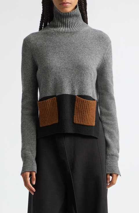 Colorblock Turtleneck Wool & Cashmere Sweater