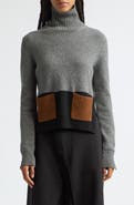 PLAN C Colorblock Turtleneck Wool & Cashmere Sweater