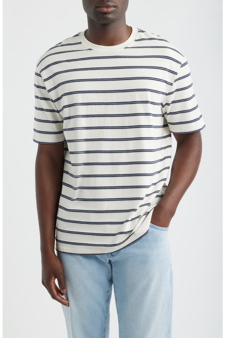 Stripe Loose Fit Cotton Blend T-Shirt, Main, color, ANTIQUE WHITE