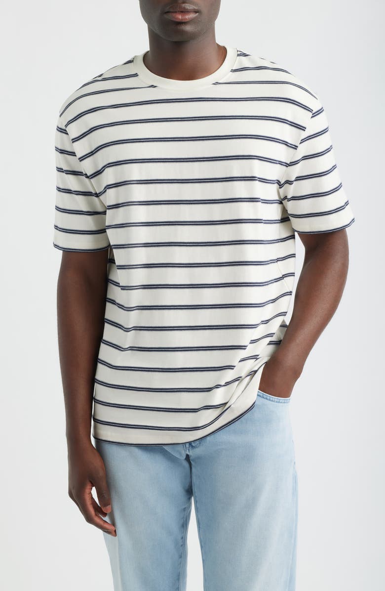 Mavi Jeans Stripe Loose Fit Cotton Blend T-Shirt, Main, color, Antique White