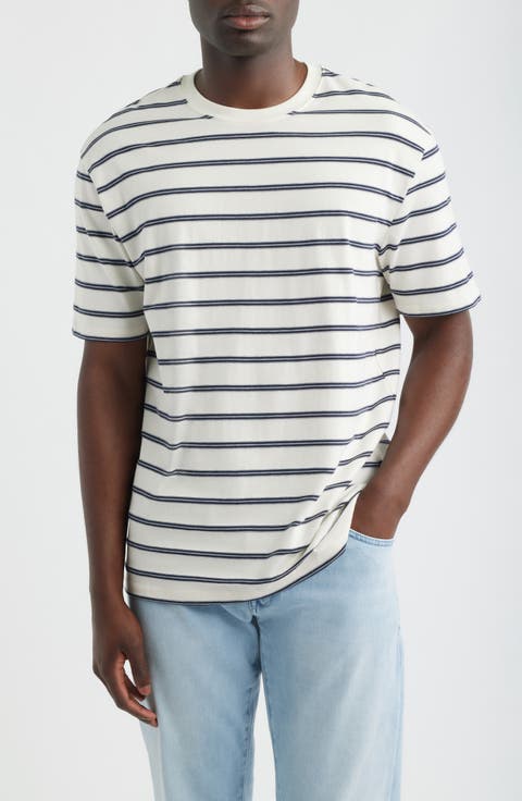 Stripe Loose Fit Cotton Blend T-Shirt