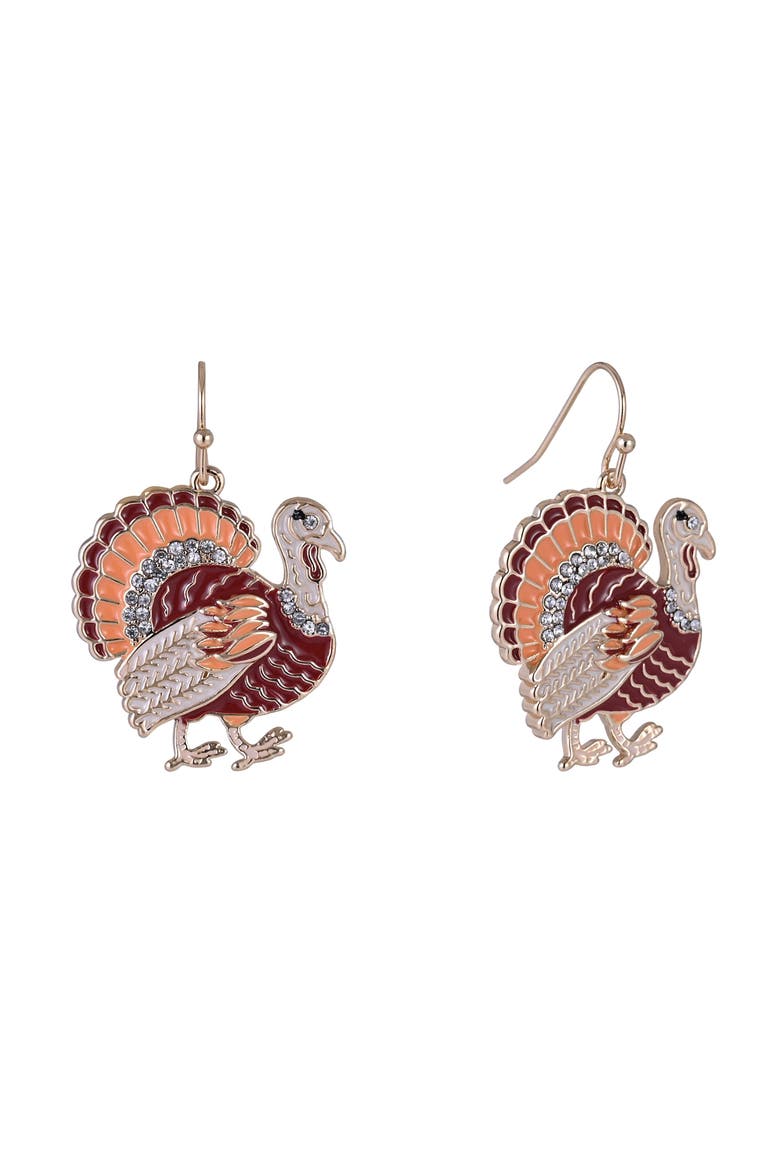 Enamel Turkey Earrings, Main, color, Orange