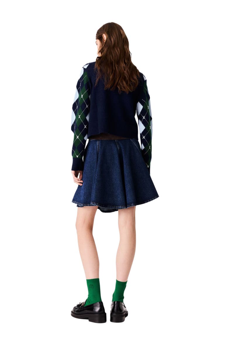 Argyle sweater with rhinestones, Alternate, color, Navy/green
