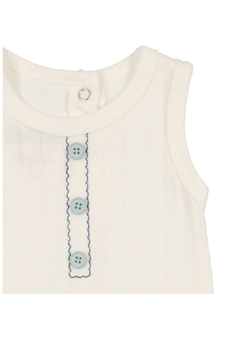 Kids' Textured Stripe Romper, Alternate, color, BLUE/ IVORY