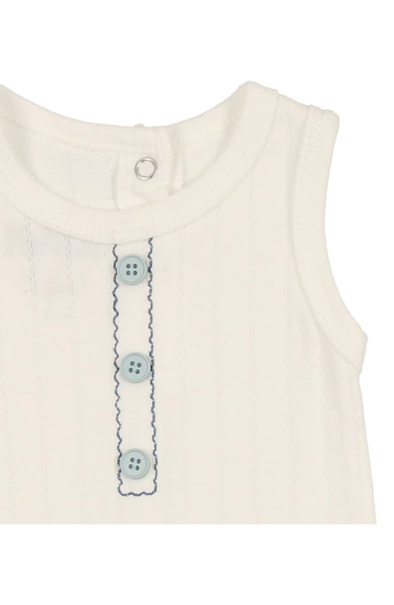 Manière Kids' Textured Stripe Romper, Alternate, color, Blue/ Ivory