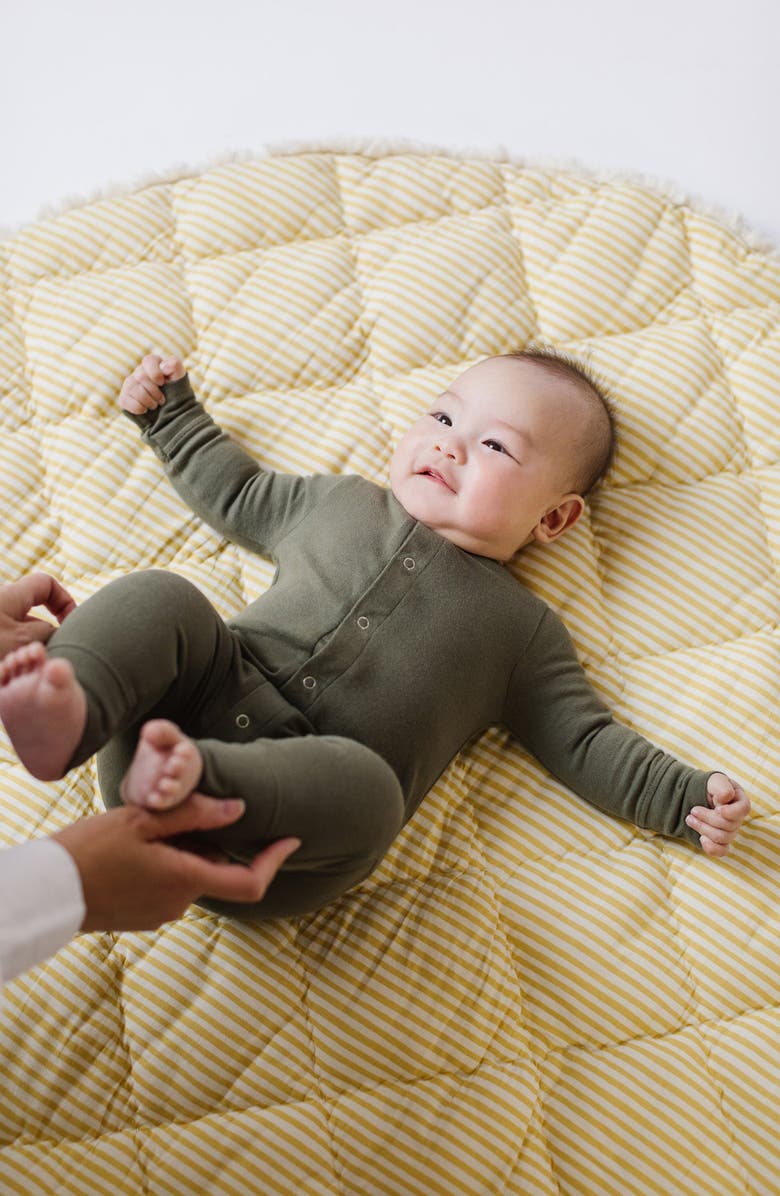 Pehr Essentials Long Sleeve Organic Cotton Romper, Alternate, color, Olive