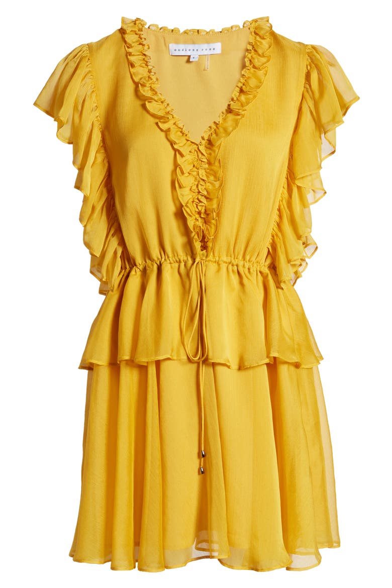 Ruffle Sleeve Tiered Minidress, Alternate, color, YELLOW