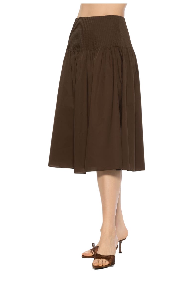 Alexia Admor Esme Pintuck Waist Full Poplin Skirt, Alternate, color, Brown