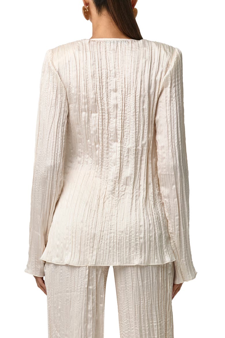 Plissé Tie Front Satin Top, Alternate, color, CREMA