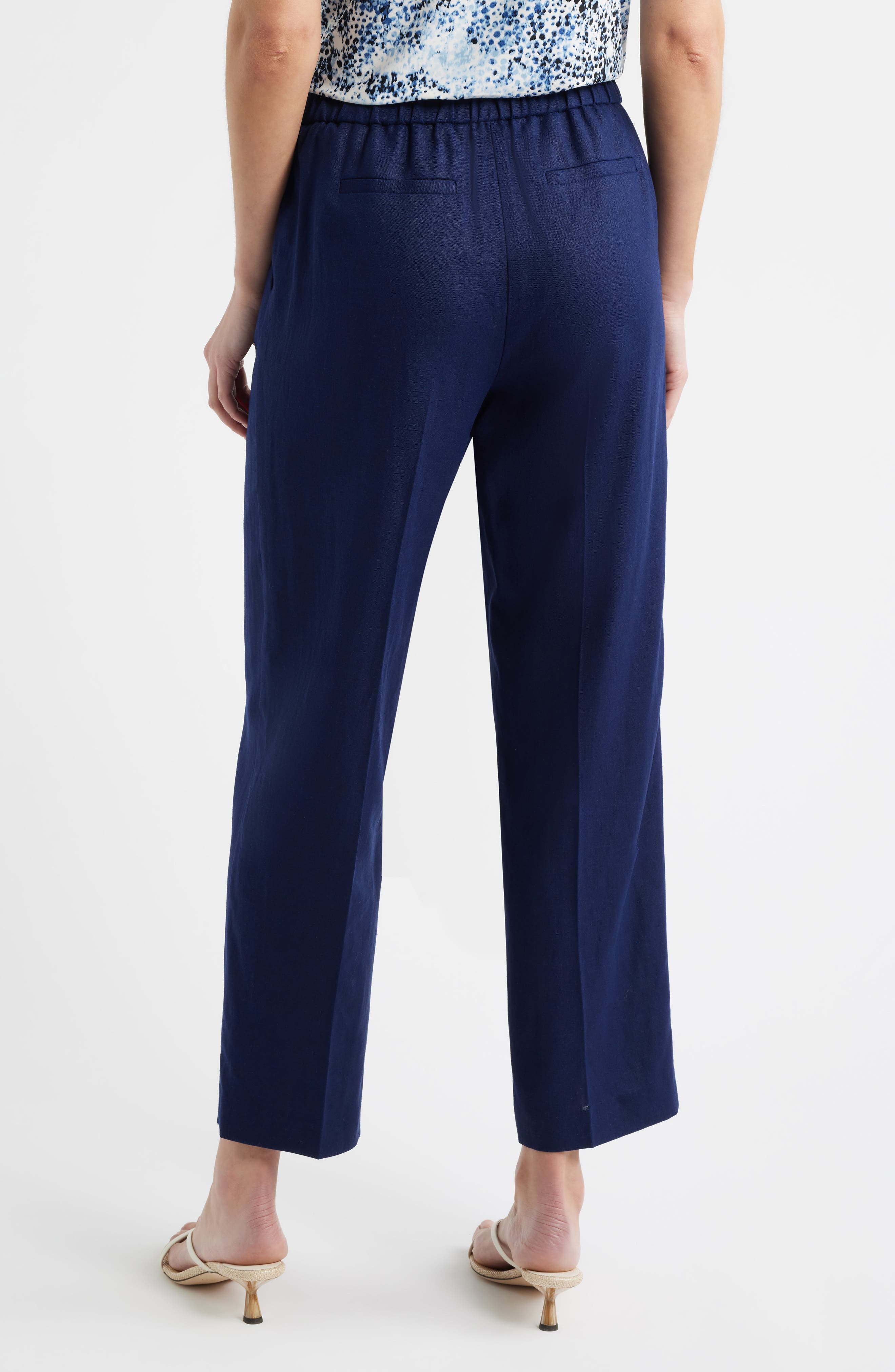 High Waist Pull-On Straight Leg Linen Blend Pants - image 4