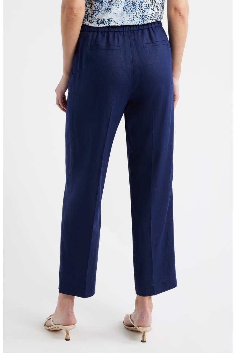 High Waist Pull-On Straight Leg Linen Blend Pants, Alternate, color, DISTANT MOUNTAIN