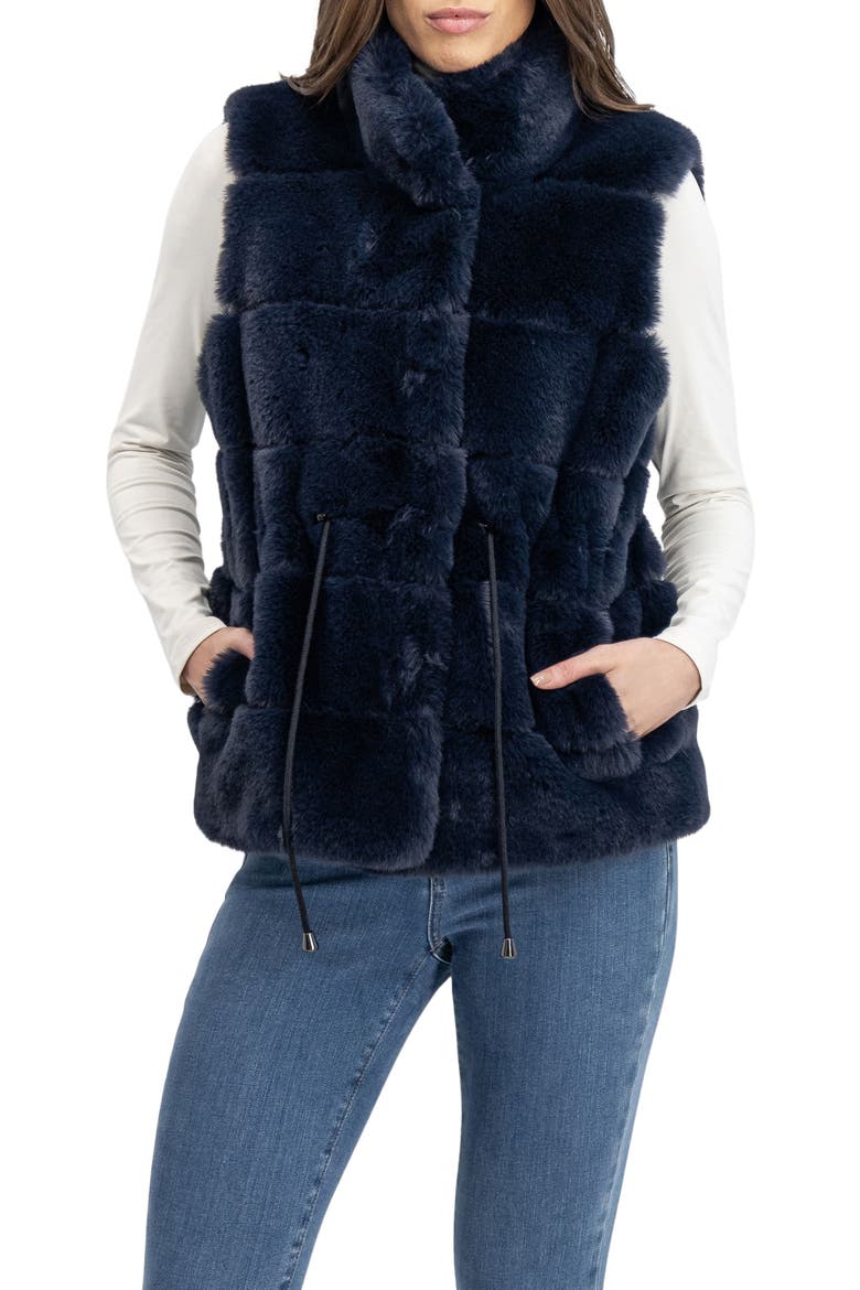Fur-Free Rex Rabbit (Faux Fur) Vest, Alternate, color, NAVY
