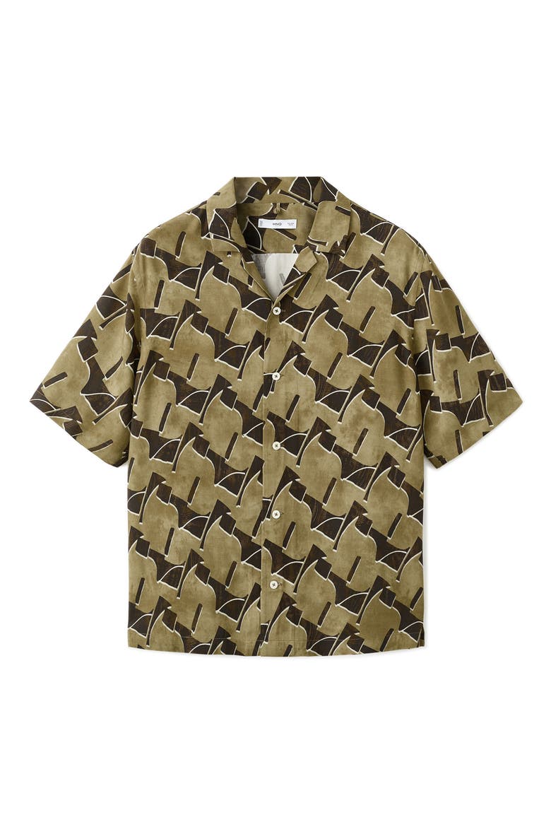 Abstract Print Camp Shirt, Alternate, color, OCHRE