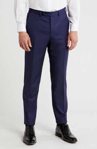 Flat Front Bird's Eye Virgin Wool Dress Pants