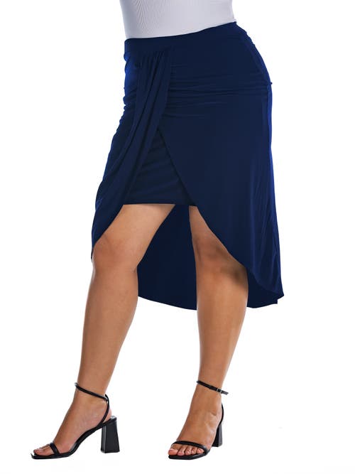 24seven Comfort Apparel Knee Length Tulip Skirt In Blue
