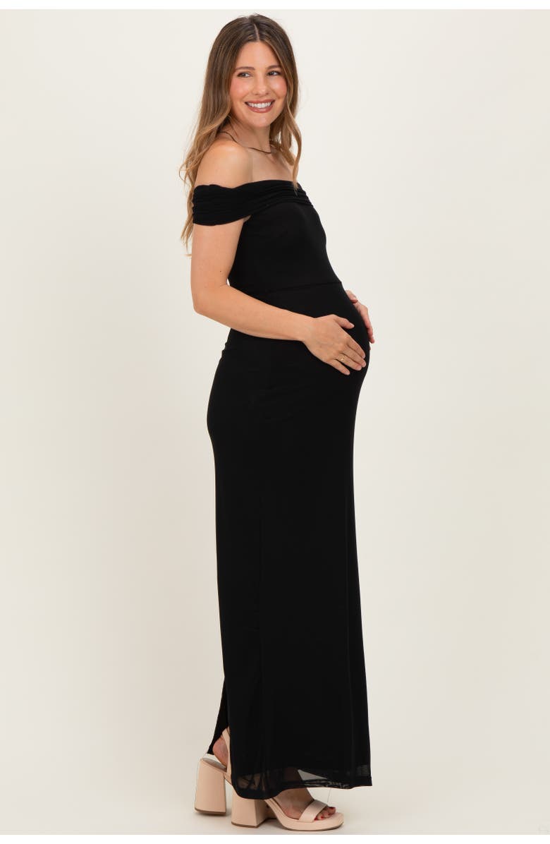 PinkBlush Off Shoulder Mesh Maxi Dress, Alternate, color, Black