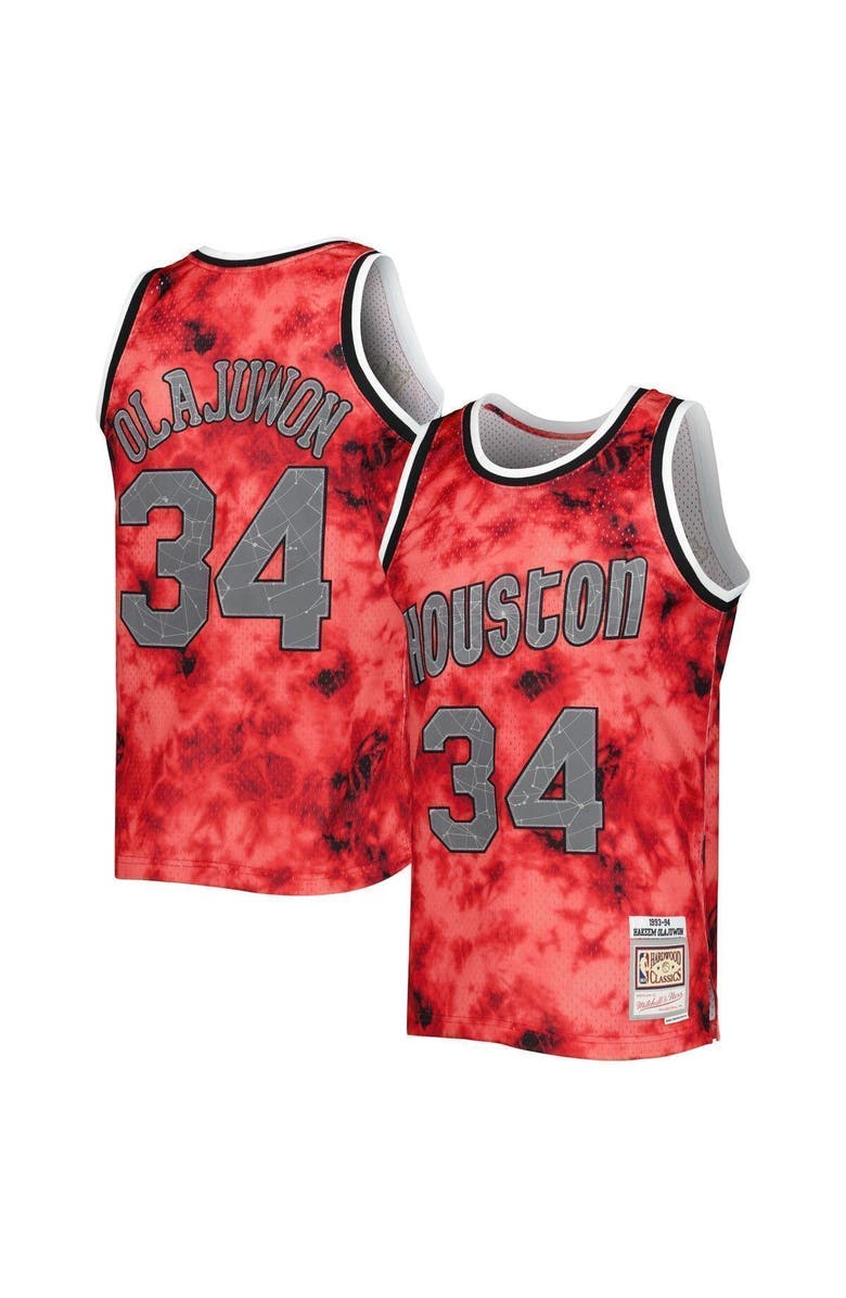 Mitchell & Ness Men's Mitchell & Ness Hakeem Olajuwon Red Houston Rockets 1993/94 Galaxy Swingman Jersey, Alternate, color, 