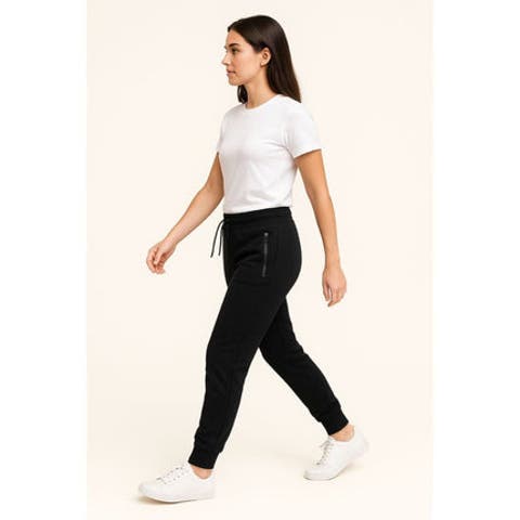 Womens Ultra Soft Zipper Pocket Fleece Sweatpant Jogger