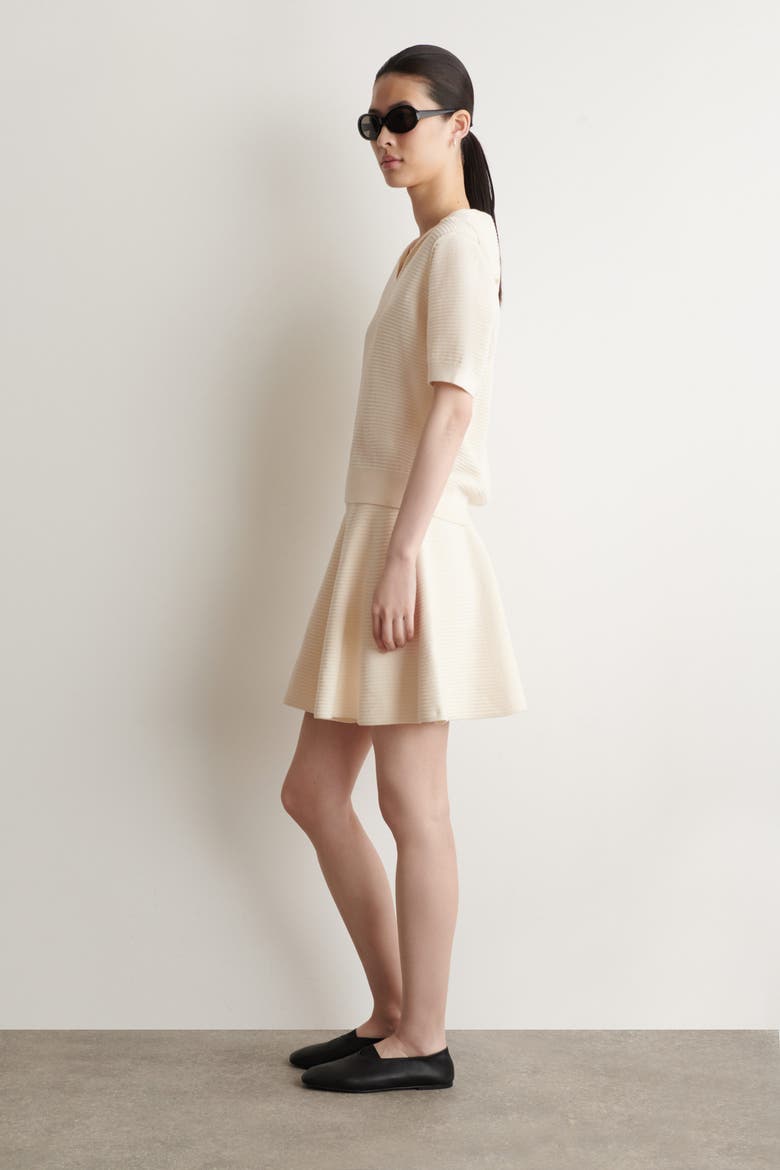 Knitted Flared Mini Skirt, Alternate, color, IVORY