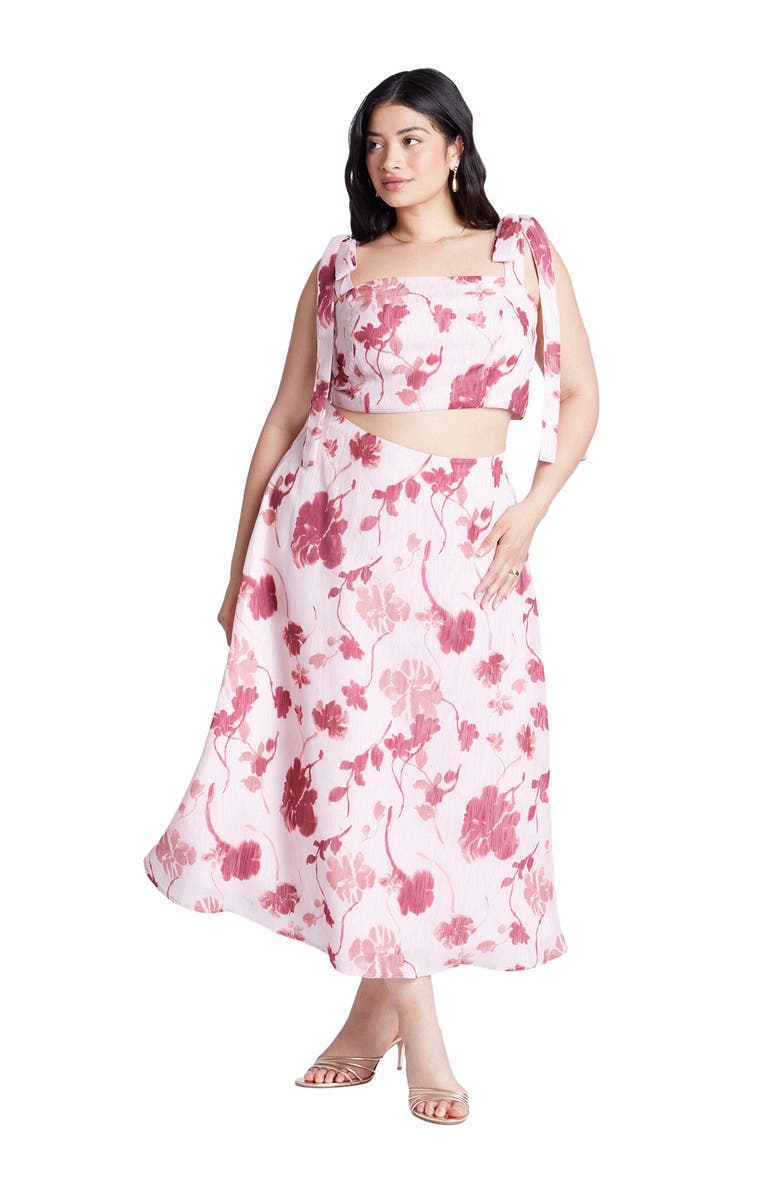 ELOQUII Floral Full Skirt, Main, color, Blooms Of Pink