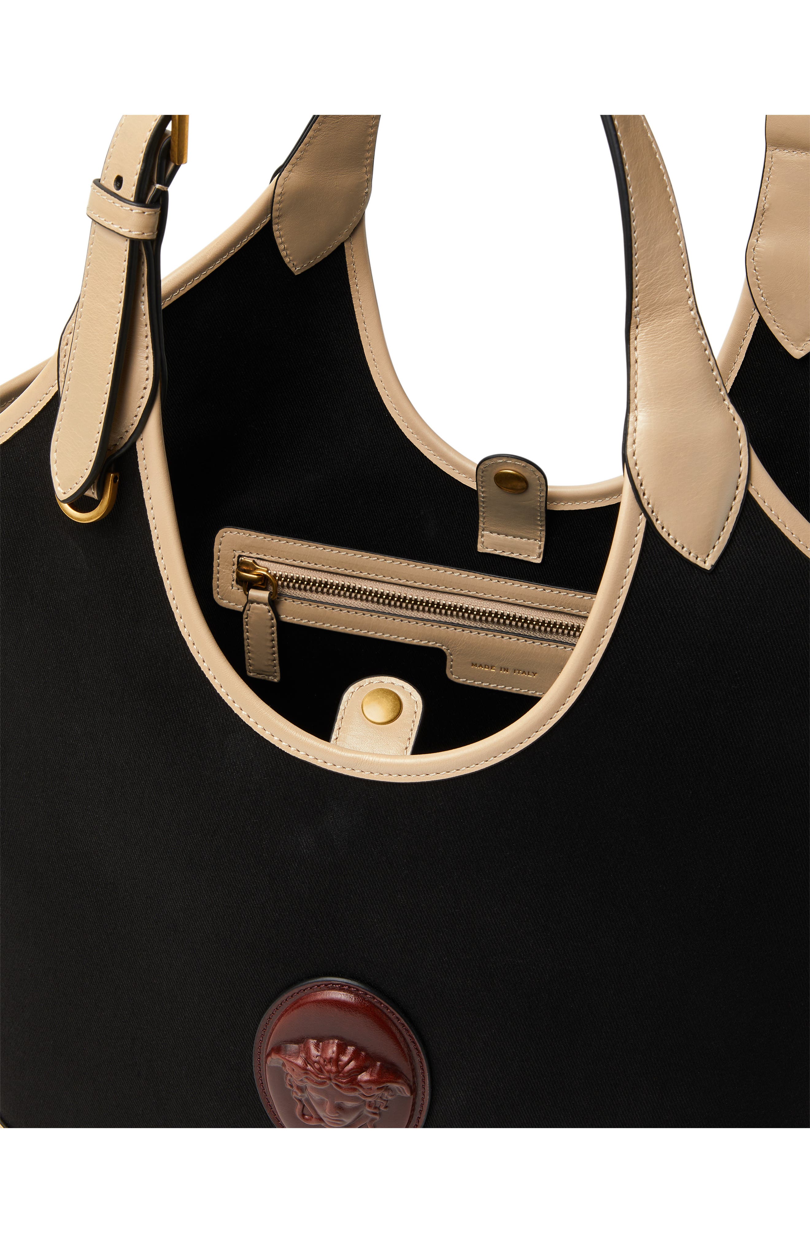 Large Rivière Canvas & Leather Tote, Alternate, color, BLACK GREY ROSEWOOD GOLD
