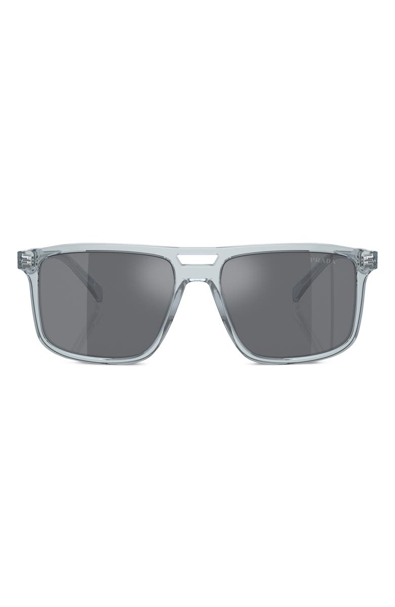 Prada 58mm Rectangular Sunglasses, Alternate, color, Grey