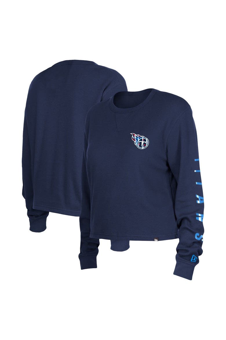 Women's New Era  Navy Tennessee Titans Thermal Crop Long Sleeve T-Shirt, Main, color, Navy
