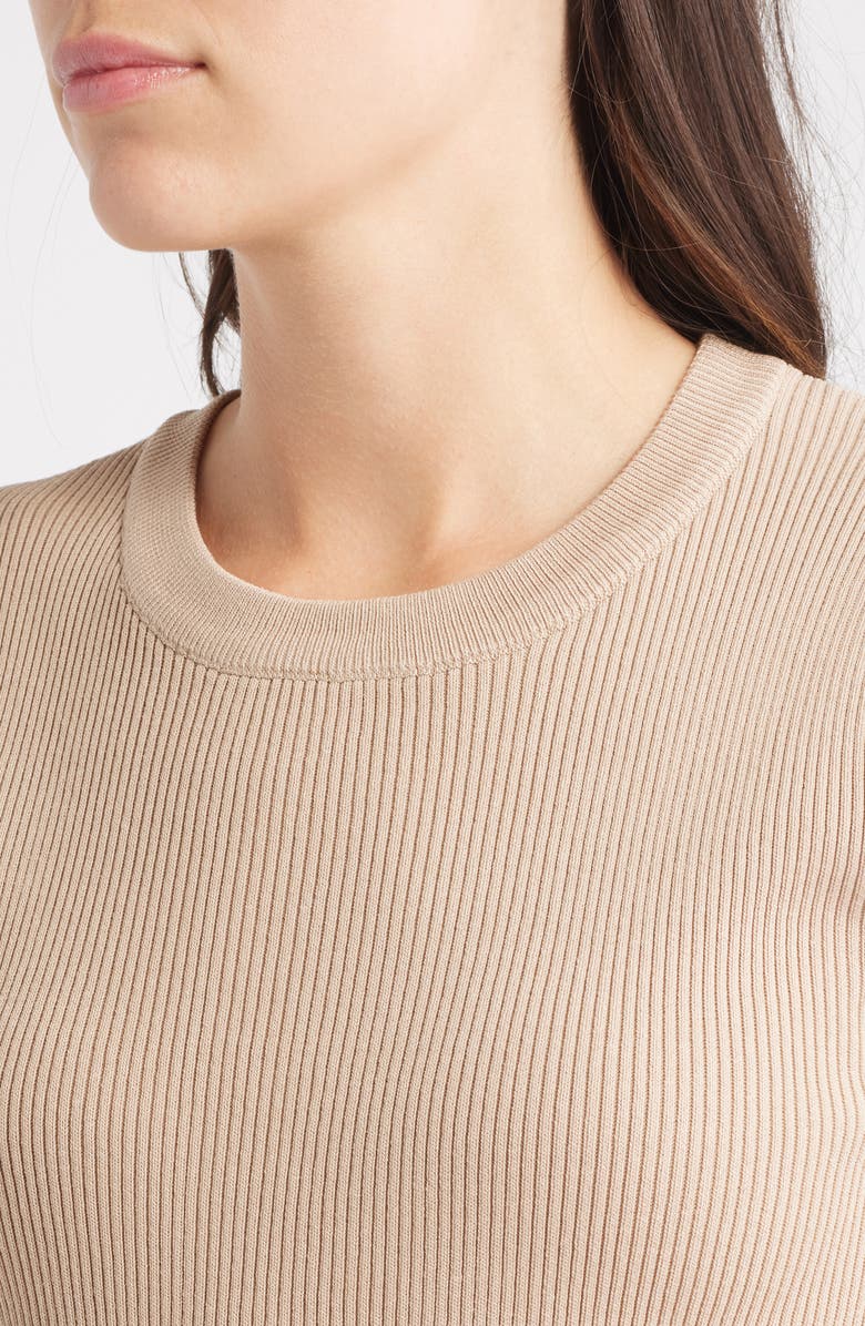 ZOE AND CLAIRE Pleated Tie Waist Maxi Sweater Dress, Alternate, color, Light Taupe