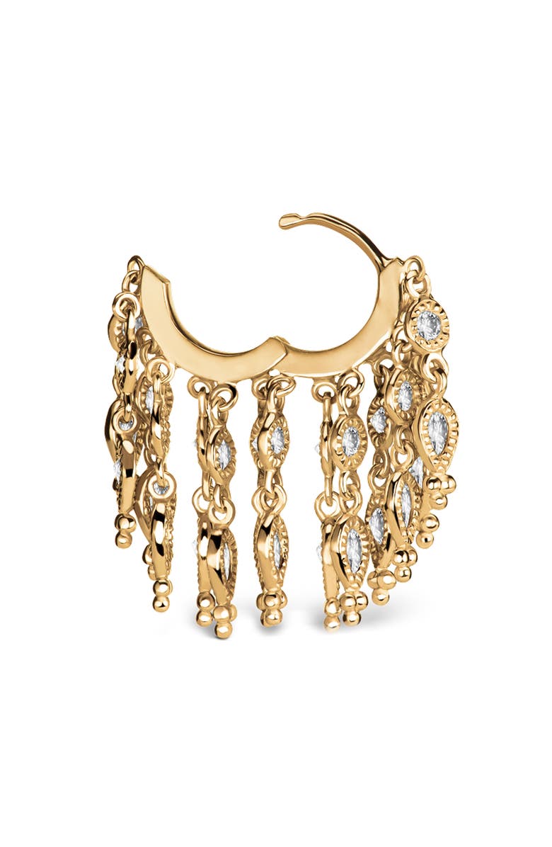 MARIA TASH Diamond Tassel Eternity Hoop Earring, Alternate, color, Yellow Gold