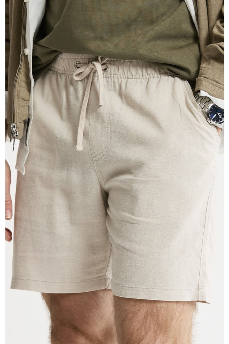 Linen Blend Drawstring Shorts, Alternate, color, Stone