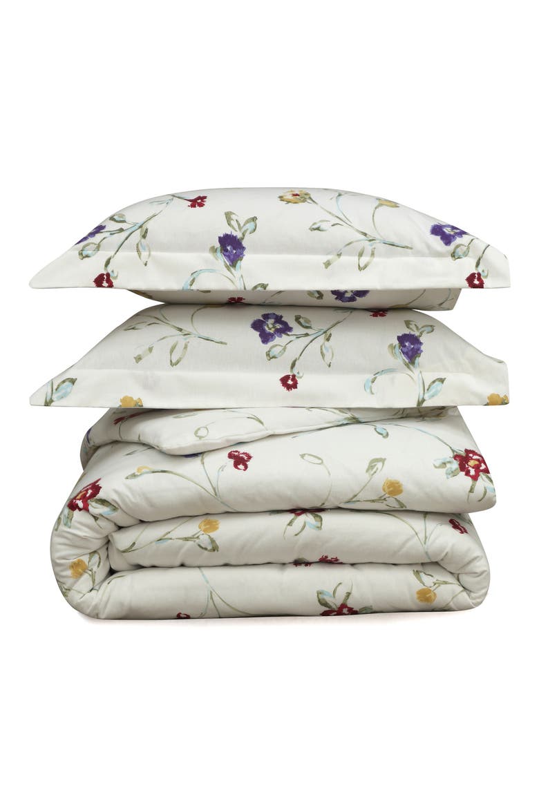 Floral Garden Cotton Flannel Comforter & Sham Set, Main, color, IVORY MULTI