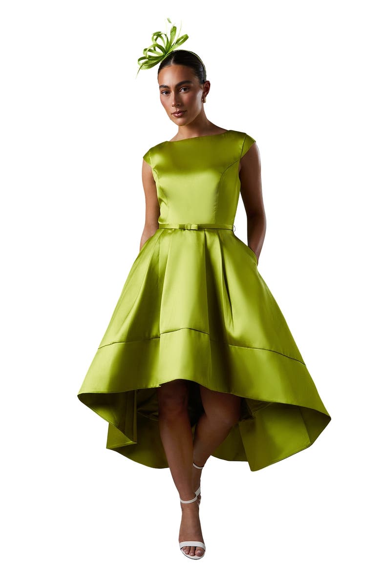 Coast High Low Twill Midi Dress, Main, color, Chartreuse