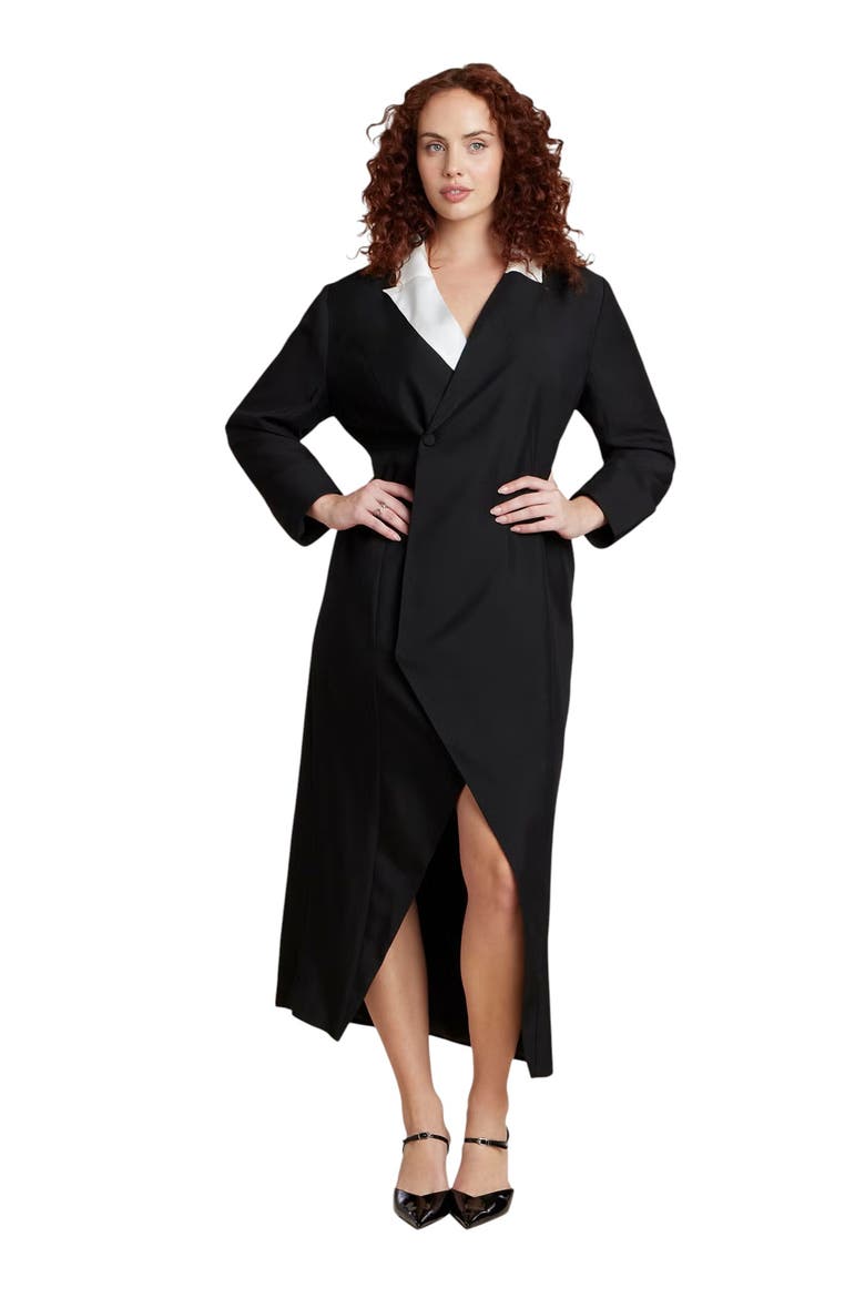 Colorblocked Maxi Blazer Dress, Main, color, BLACK ONYX