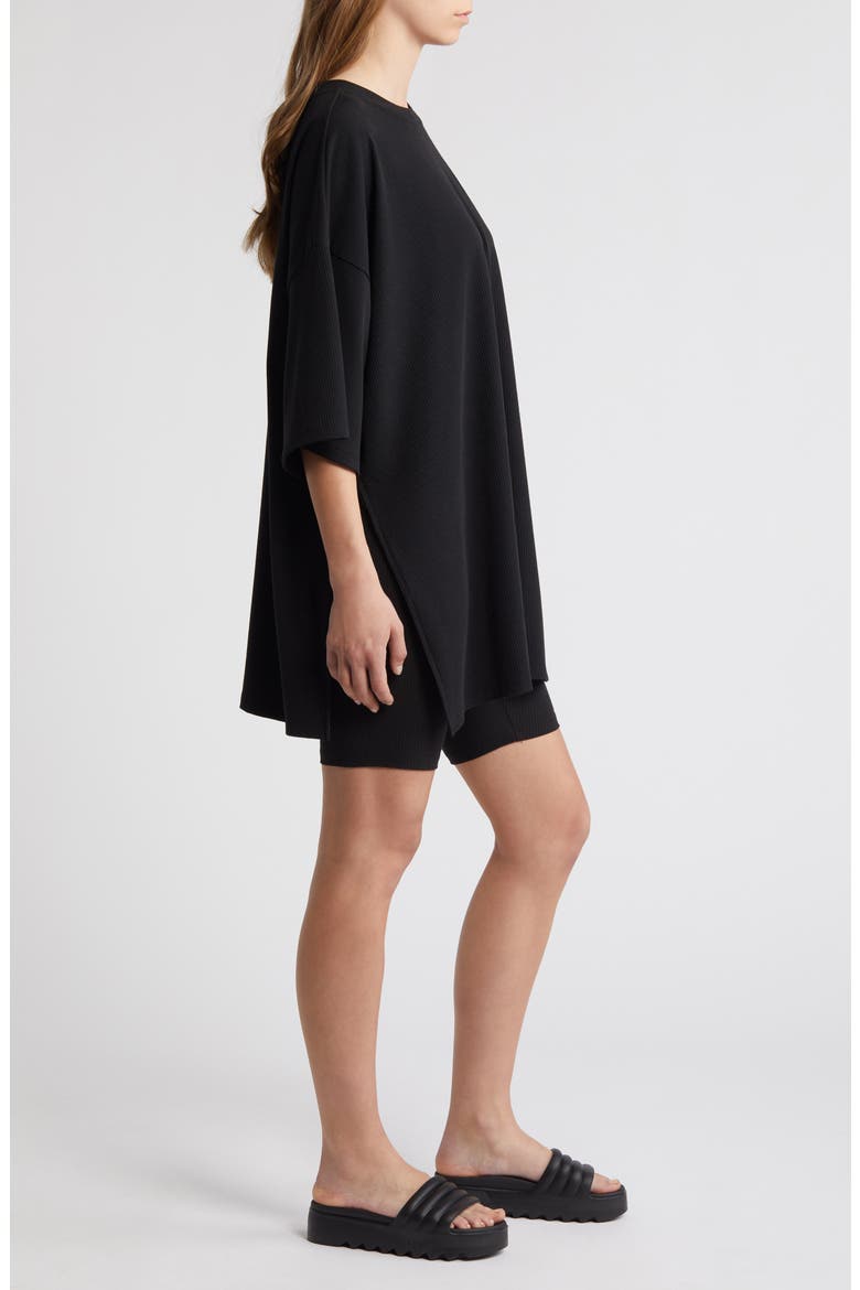 Malone Rib Oversize T-Shirt & Shorts, Alternate, color, BLACK