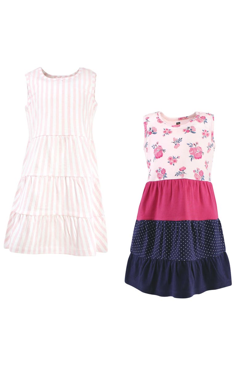 Hudson Baby Cozy Stylish All-Season Baby Dress 2Pk, Main, color, Pink Navy Floral