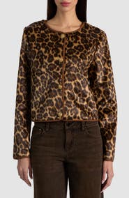 ALICE + OLIVIA Alma Leopard Print Faux Fur Jacket