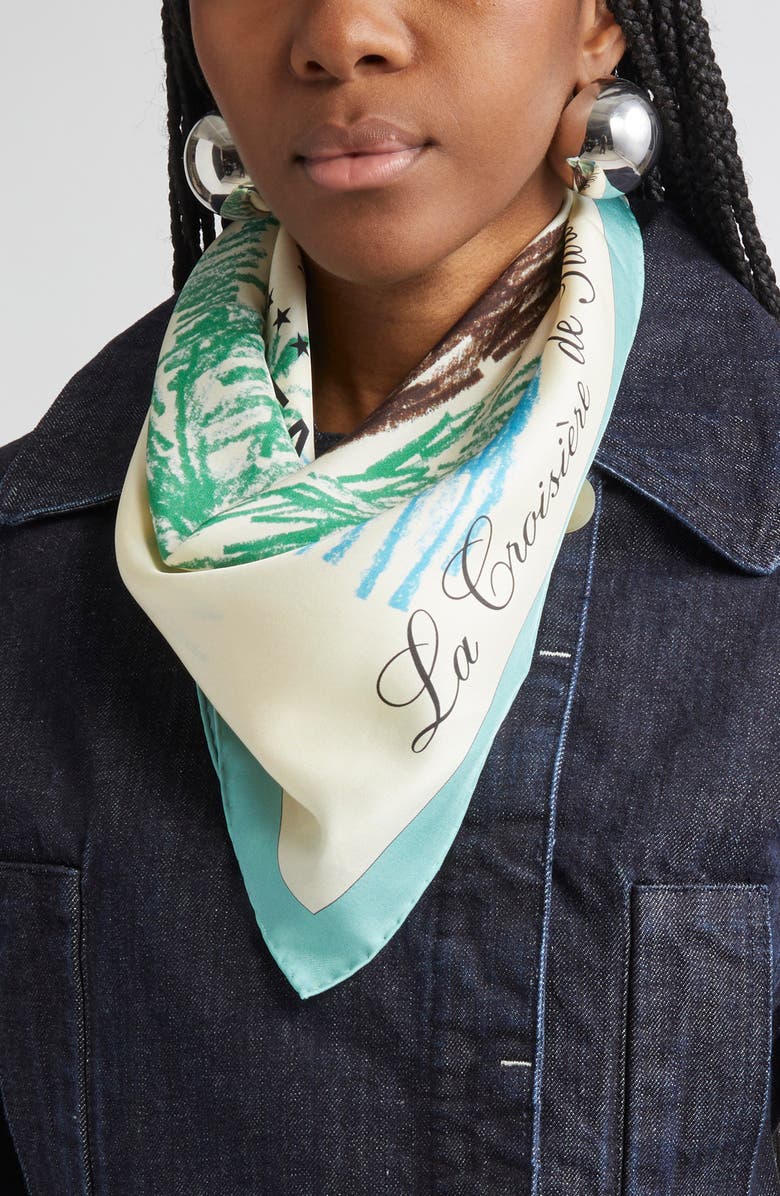Jacquemus Le Bandana Palmier Square Silk Scarf, Alternate, color,