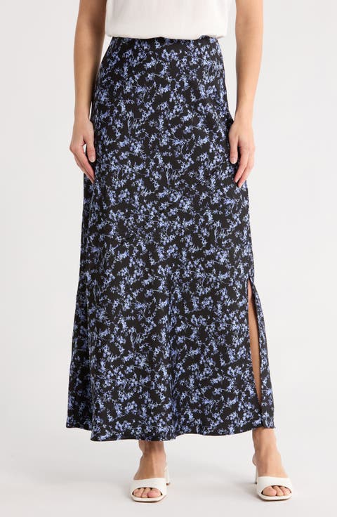 Floral Satin Maxi Skirt