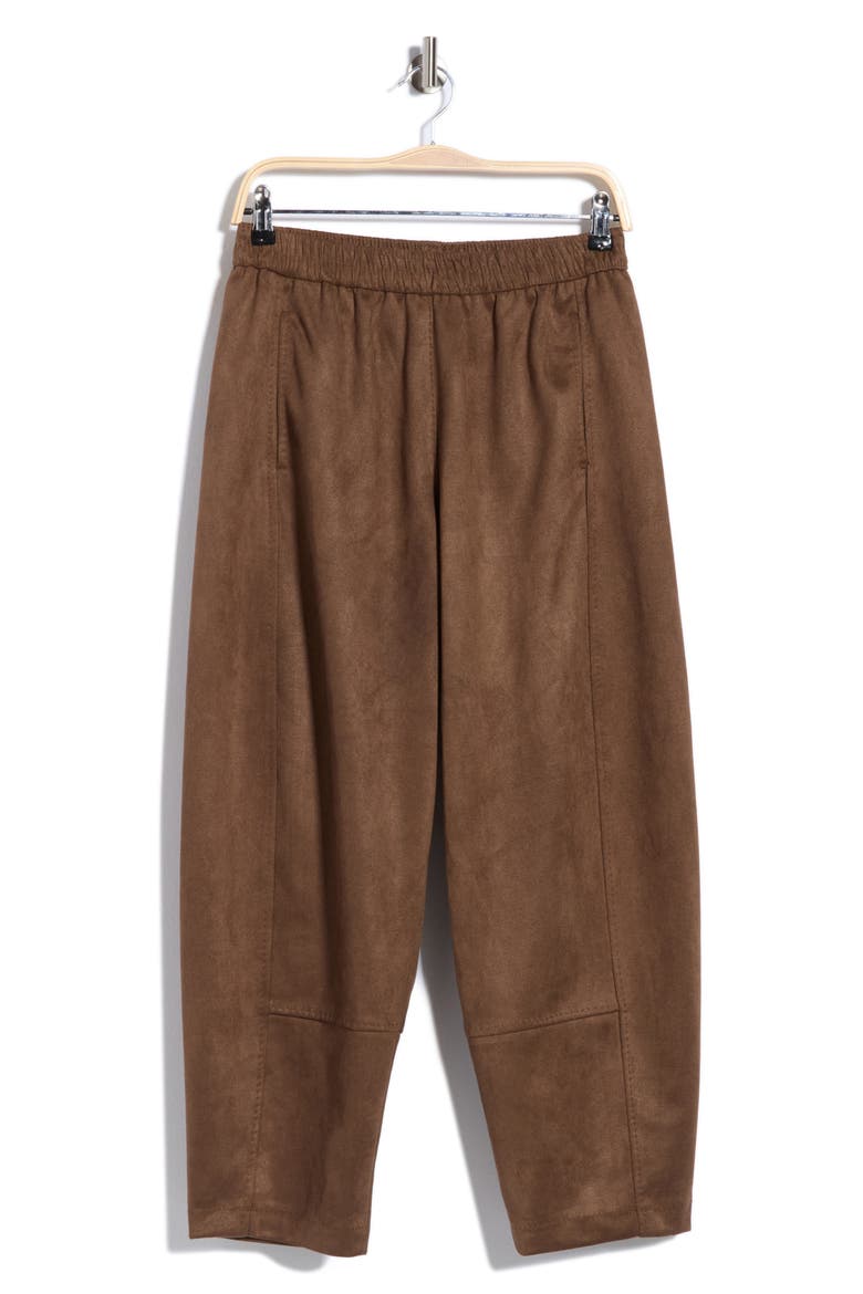 Faux Suede Barrel Pants, Alternate, color, BARK