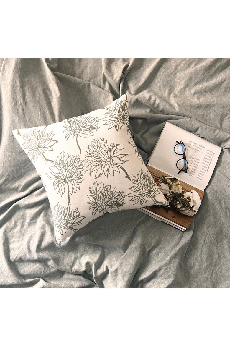 Dahlia - Pure Linen Throw Pillow Cover, Alternate, color, Sage Green