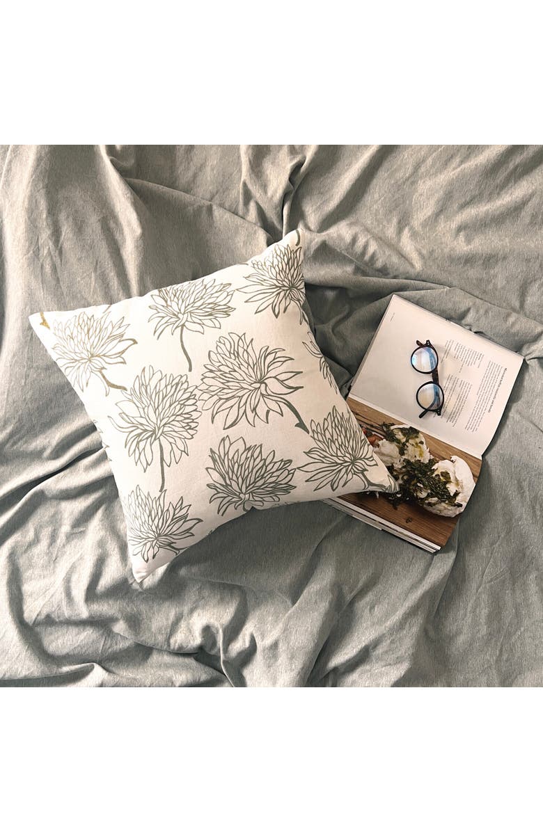 Banyan & Birch Dahlia - Pure Linen Throw Pillow Cover, Alternate, color, Sage Green