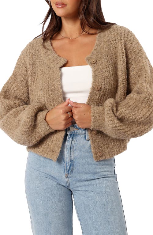 Petal & Pup Albertine Bouclé Crop Cardigan in Latte 