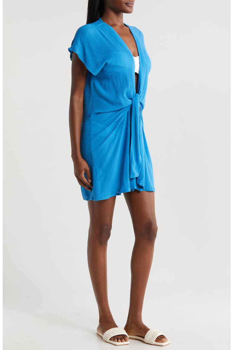Tie Front Cover-Up Wrap Dress, Alternate, color, BLUE BRIGHT