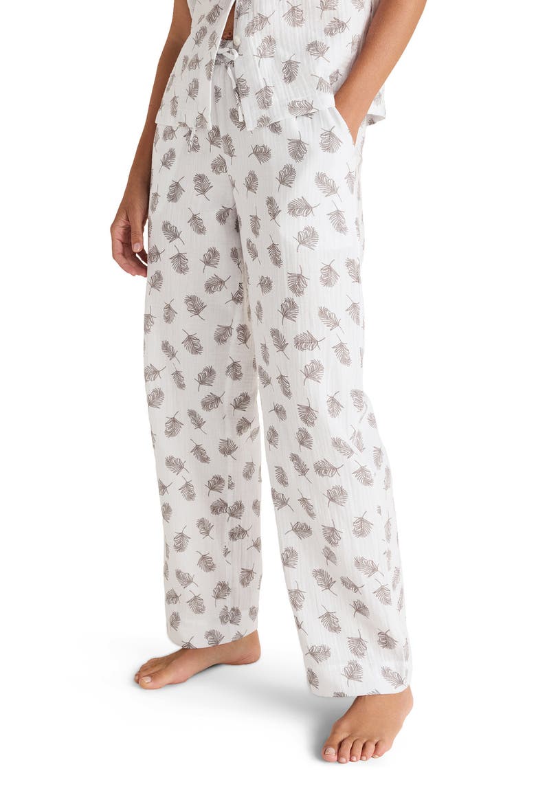 Organic Cotton Gauze Tossed Fern Pajama Pants, Main, color, White Multi