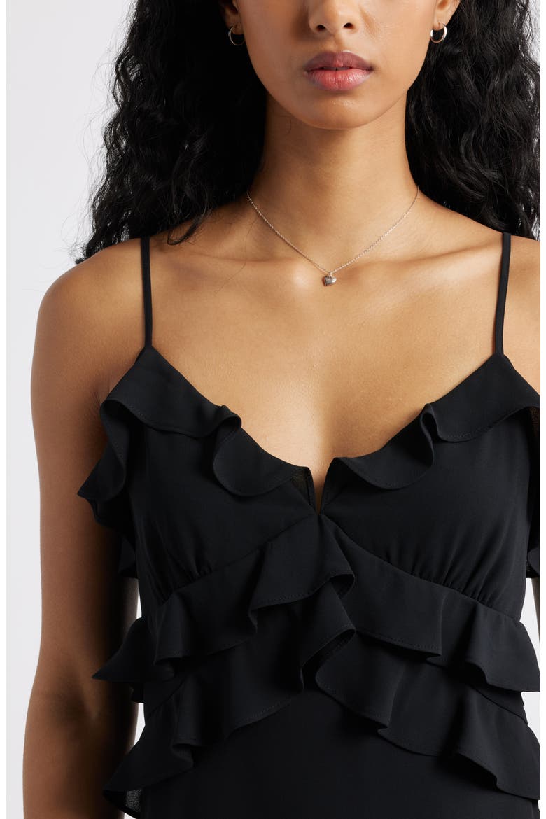 Ruffle Chiffon Cocktail Minidress, Alternate, color, BLACK