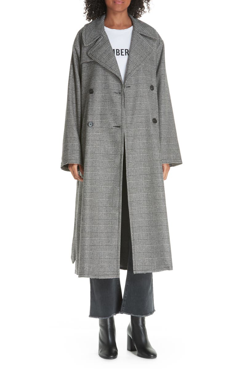 Nili Lotan Topher Plaid Wool Blend Coat, Main, color, 