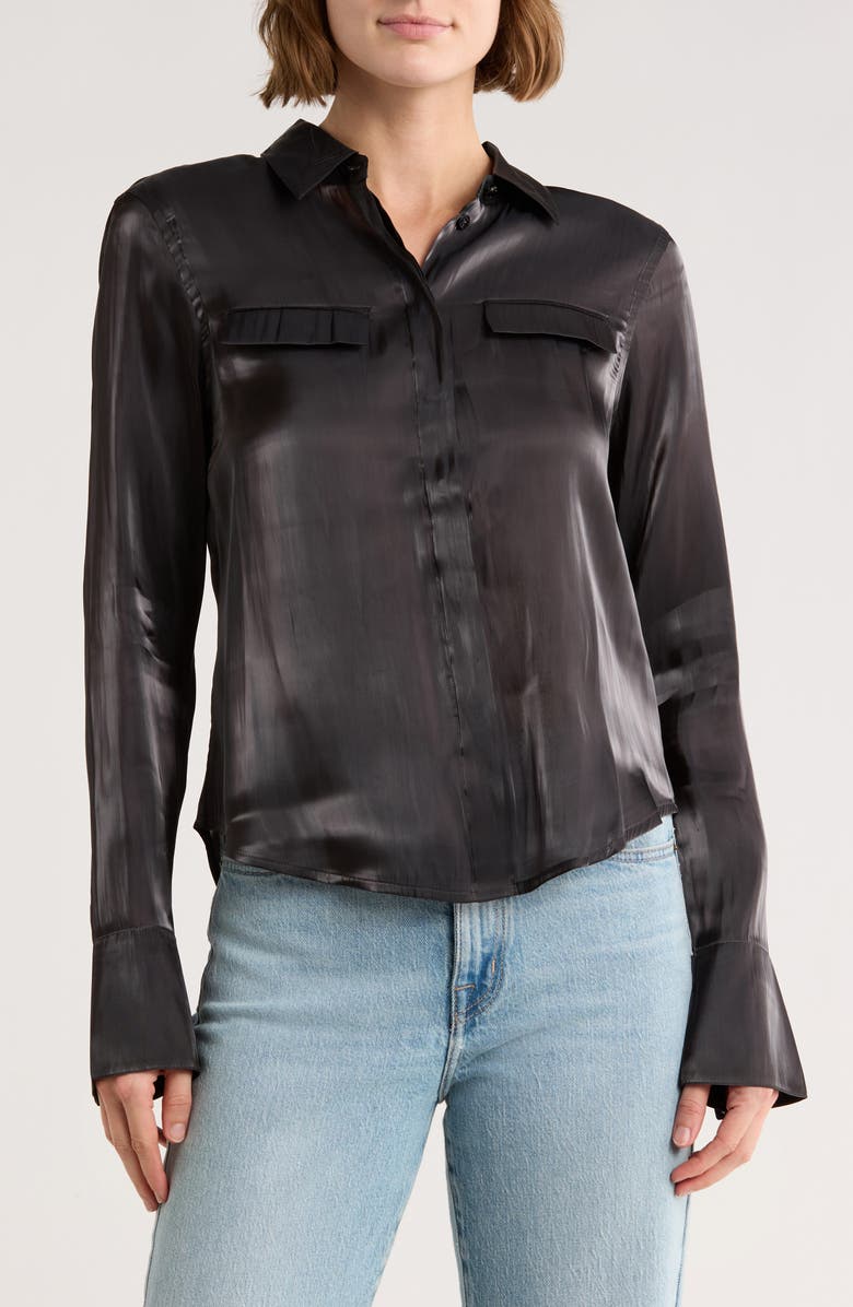 DKNY Button-Up Shirt, Main, color, Black